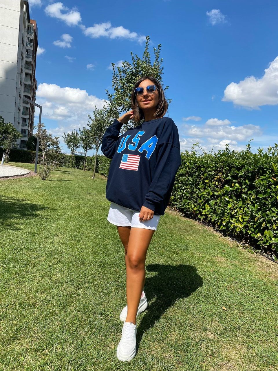 American bayraklı sweatshirt