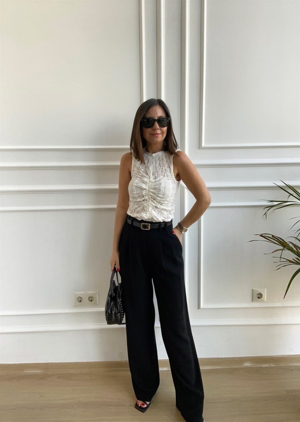Crep Kumaş Siyah Palazzo Pantolon