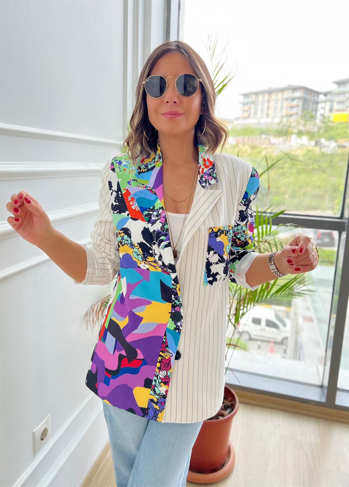 Desenli Blazer Ceket