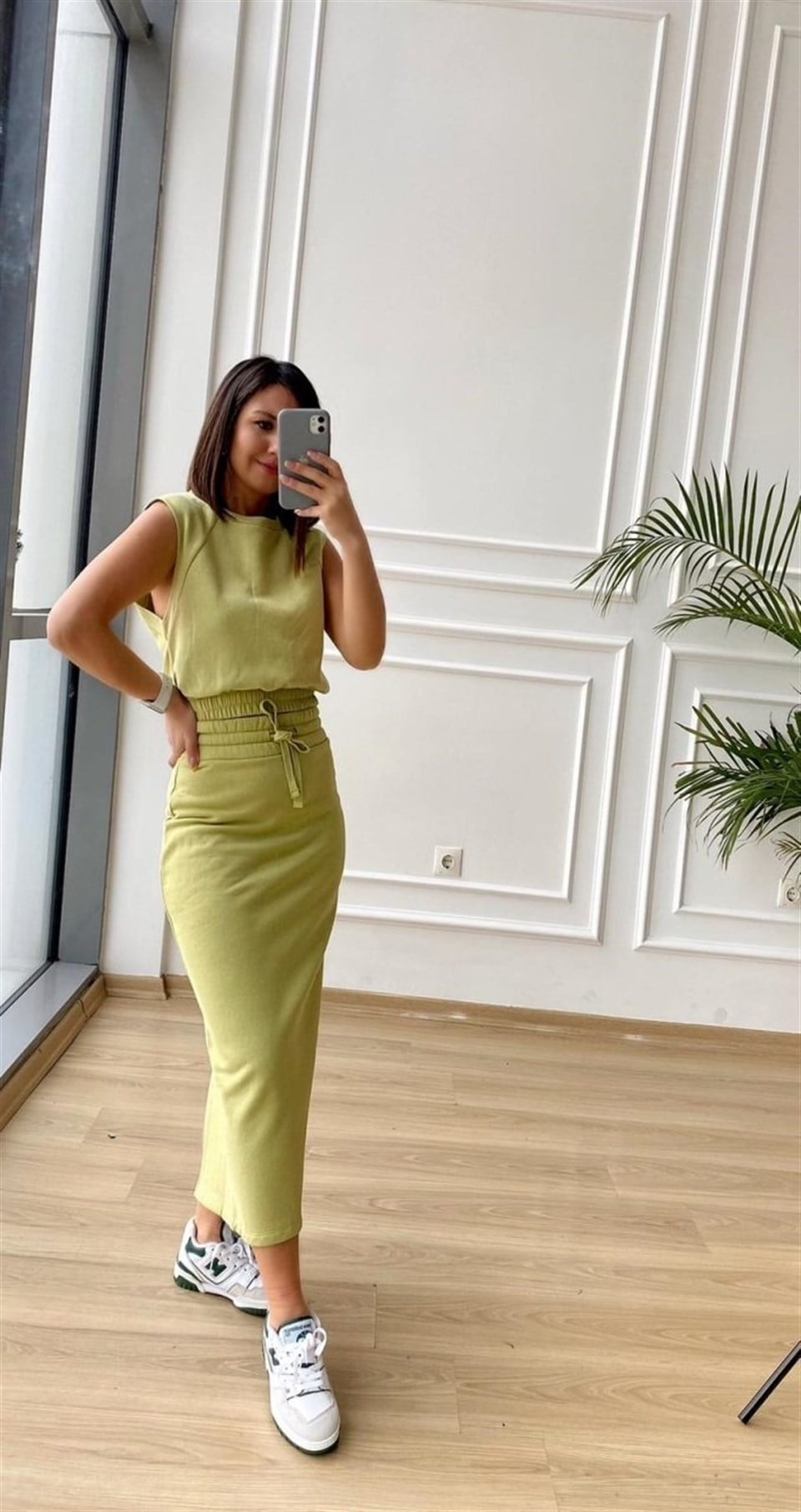 Fıstık Yeşili Etekli Takım