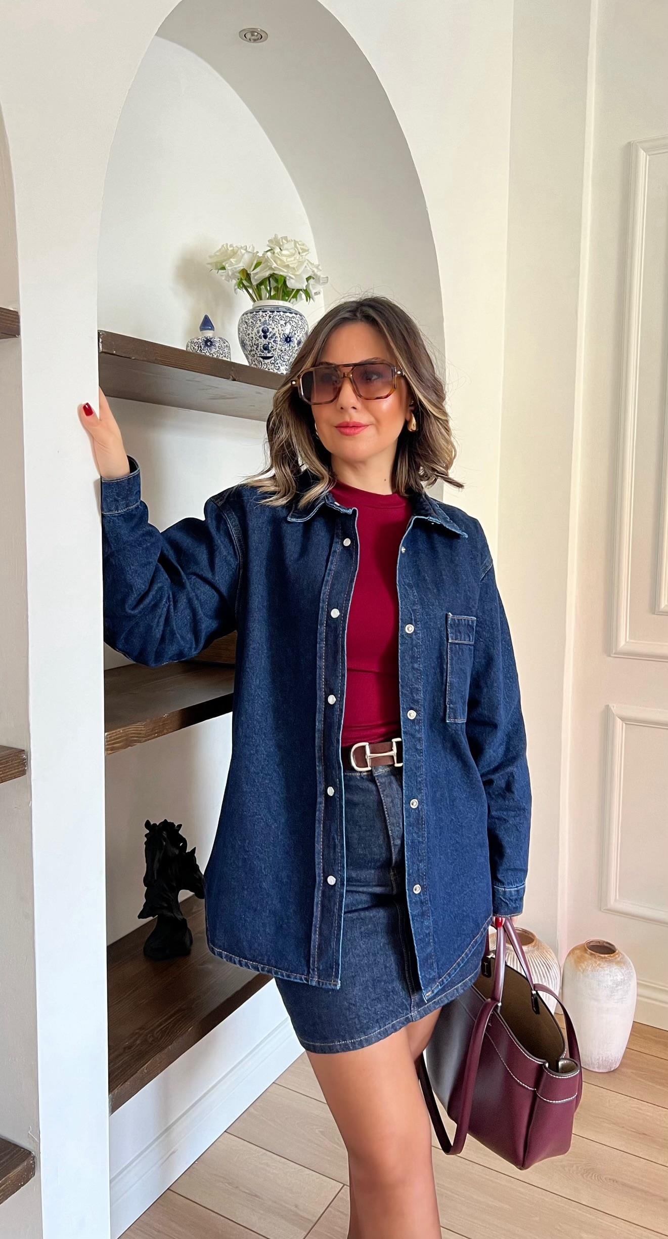 Lacivert Yıkamalı Jean Ceket