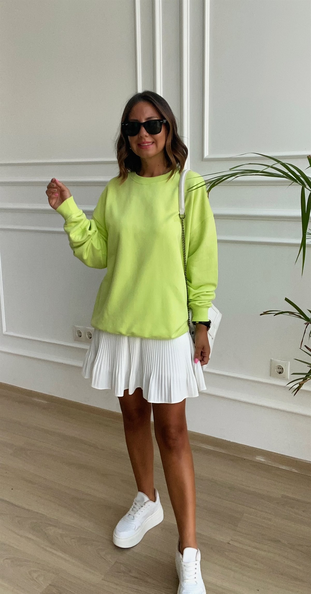 Neon Yeşil Şardonsuz Sweat