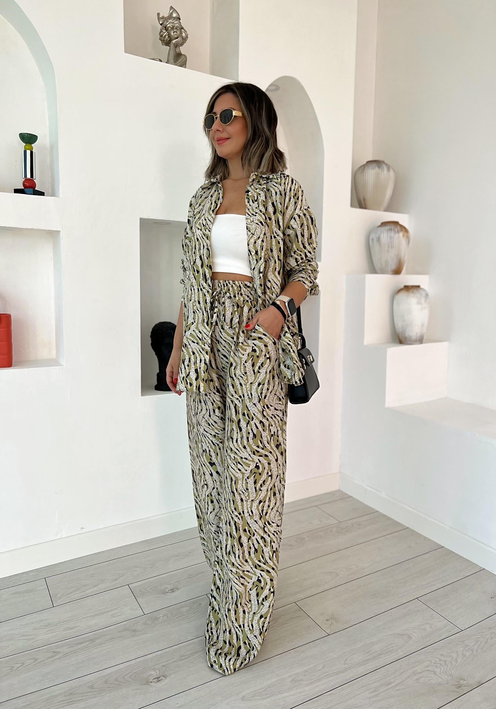 Zebra Desen Fıstıkyeşili Takım