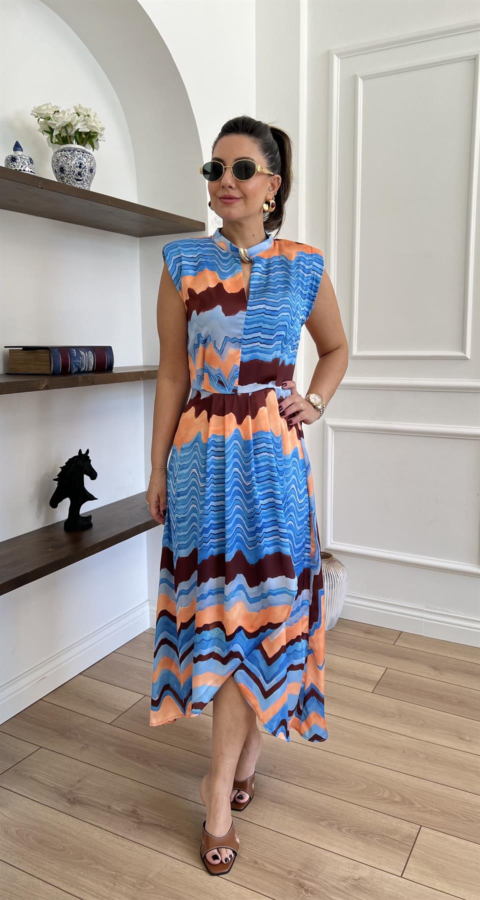 ColorBeat Renk Geçişli Saten Elbise