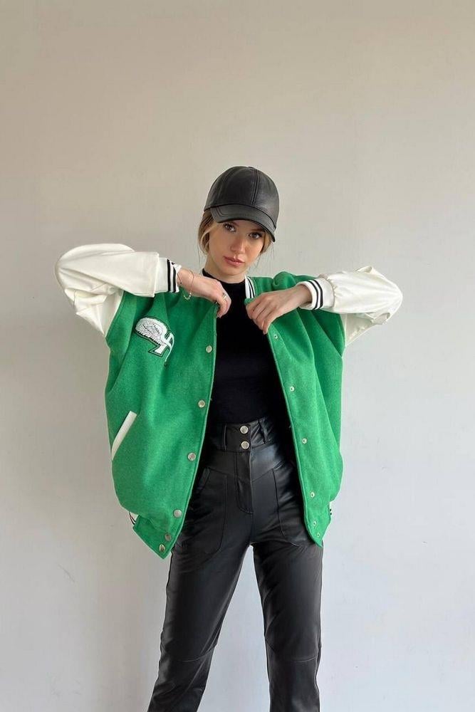 Unisex Kolu Derili Bomber Ceket