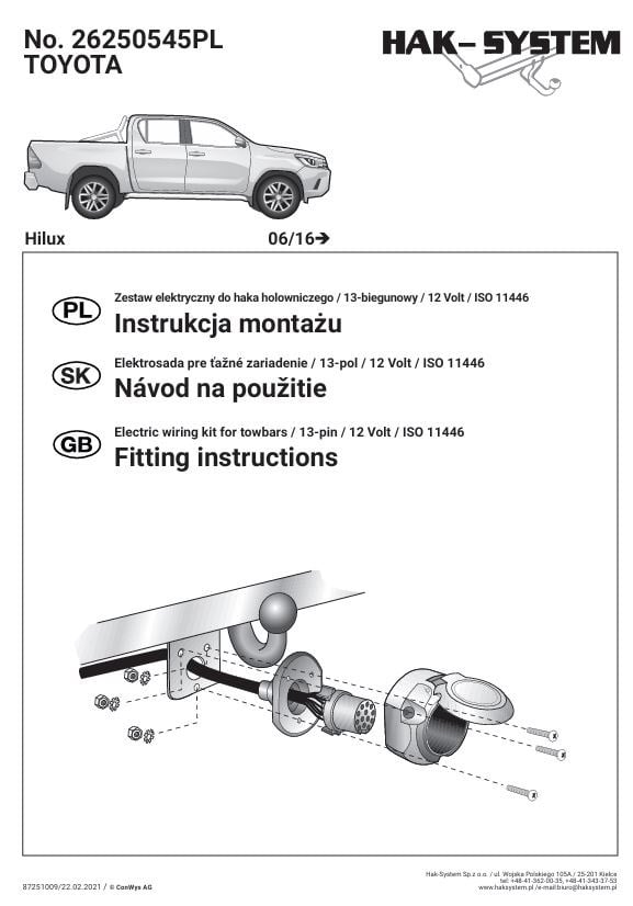 Toyota Hilux 06/16 -) ARACA ÖZEL ORJİNAL ELEKTRİK MODÜLÜ 