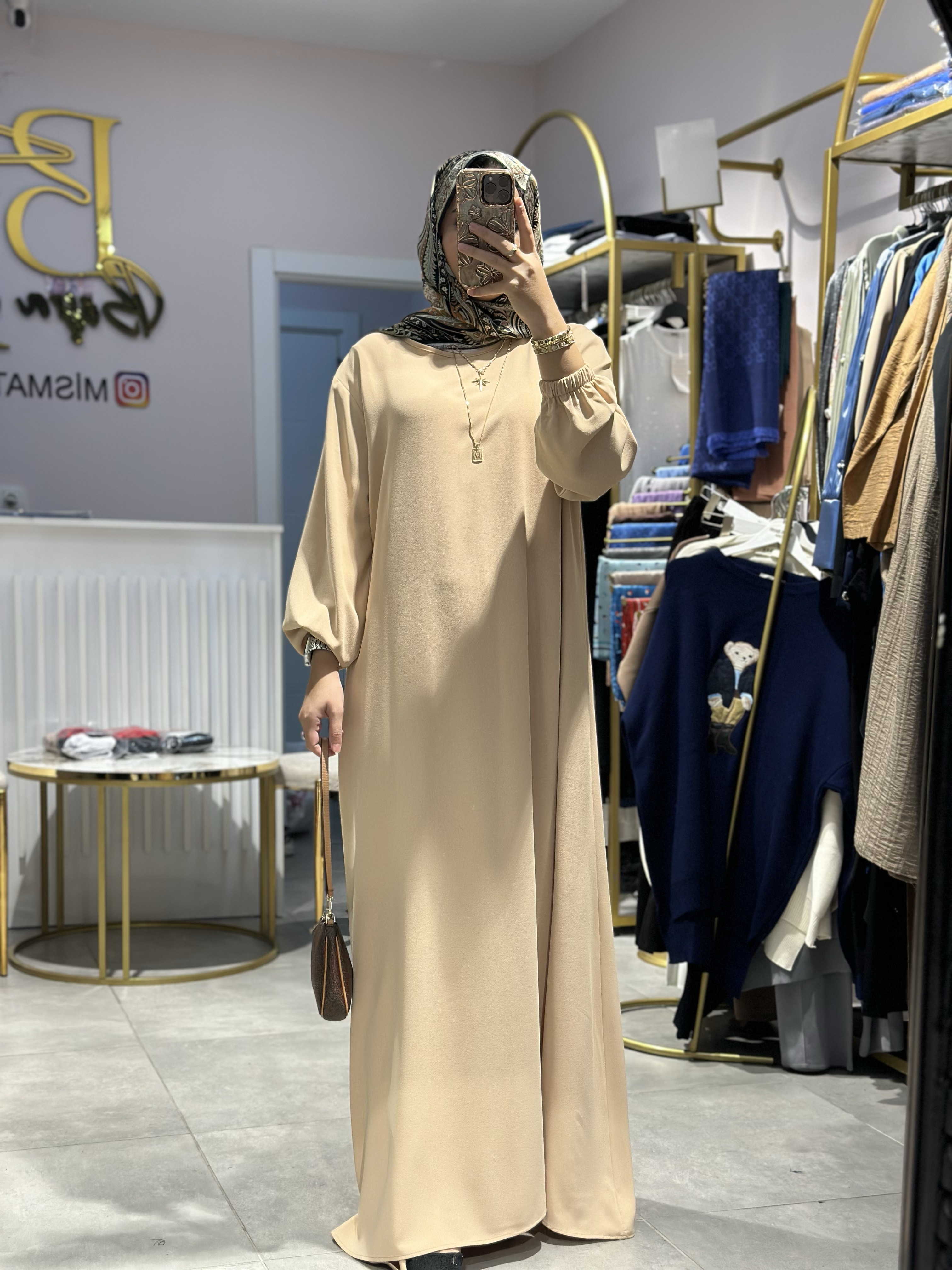 KREP ELBİSE CAMEL