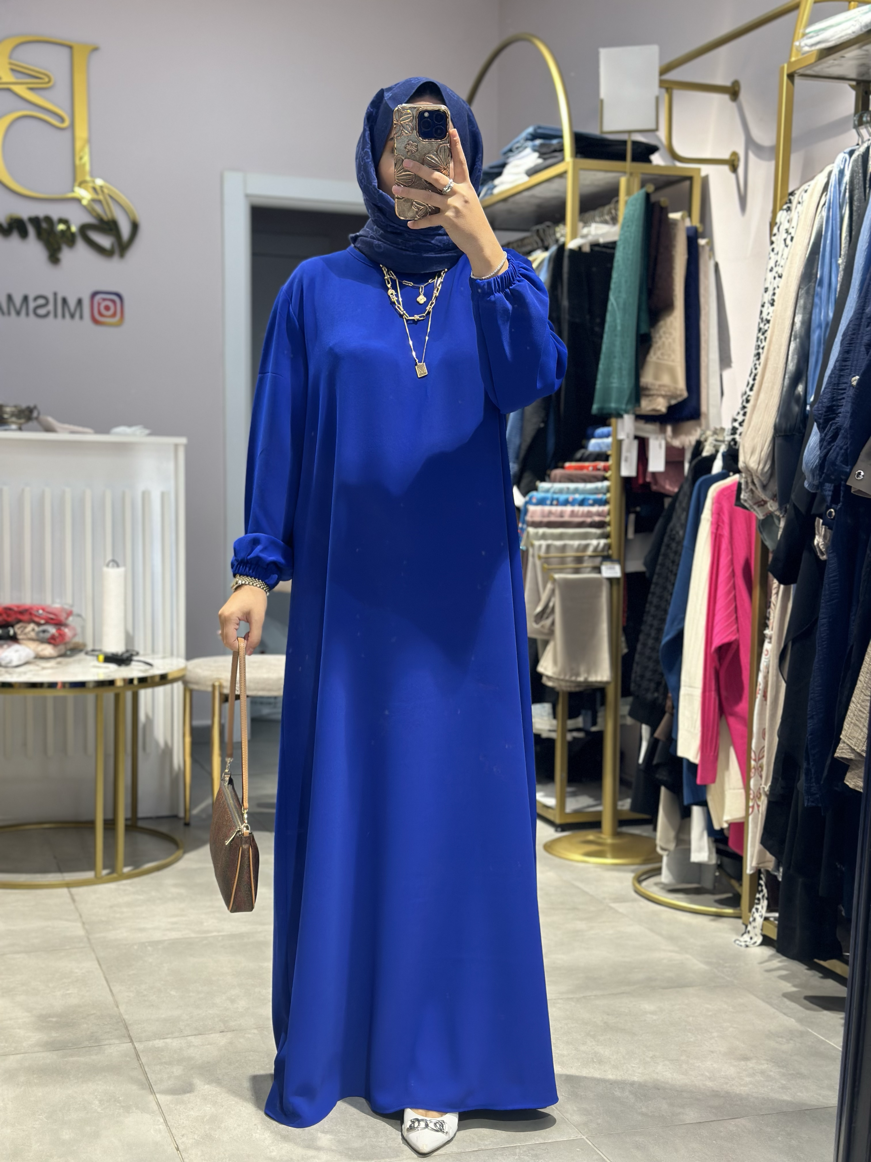 MİSMATMAZEL KREP SAKS ELBİSE