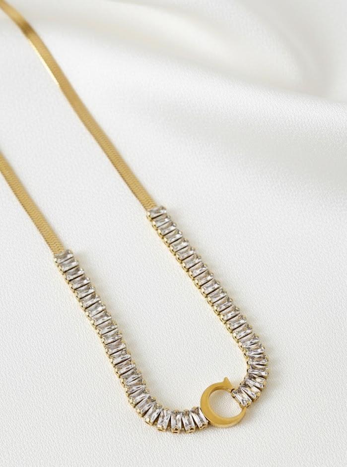 Baget Suyolu İtalyan Gold Harf Kolye