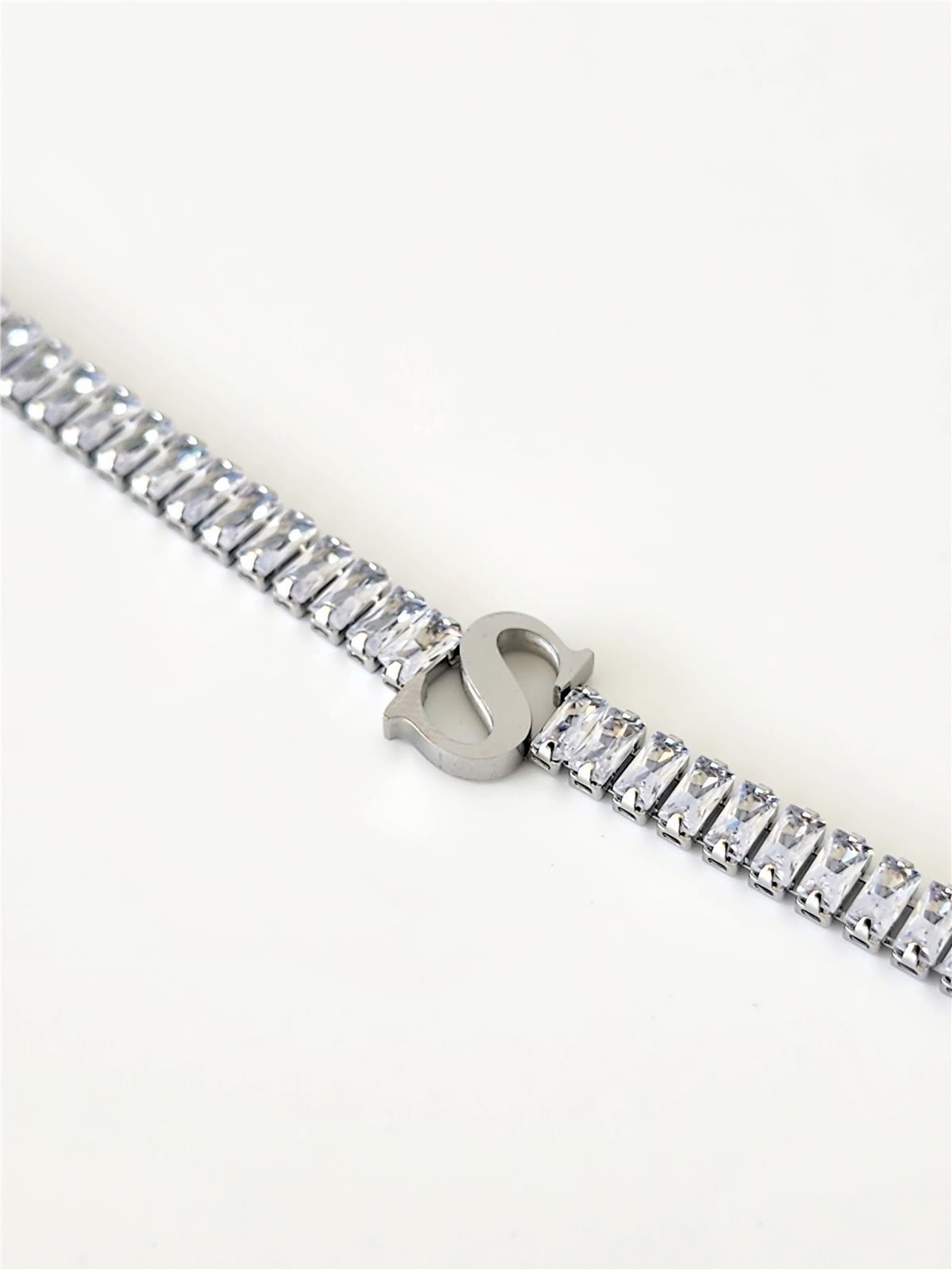 Baget Suyolu İtalyan Silver Harf Bileklik