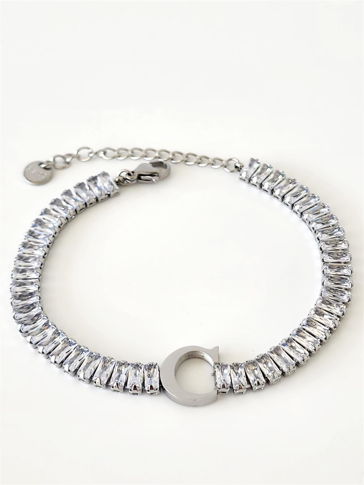 Baget Suyolu İtalyan Silver Harf Bileklik