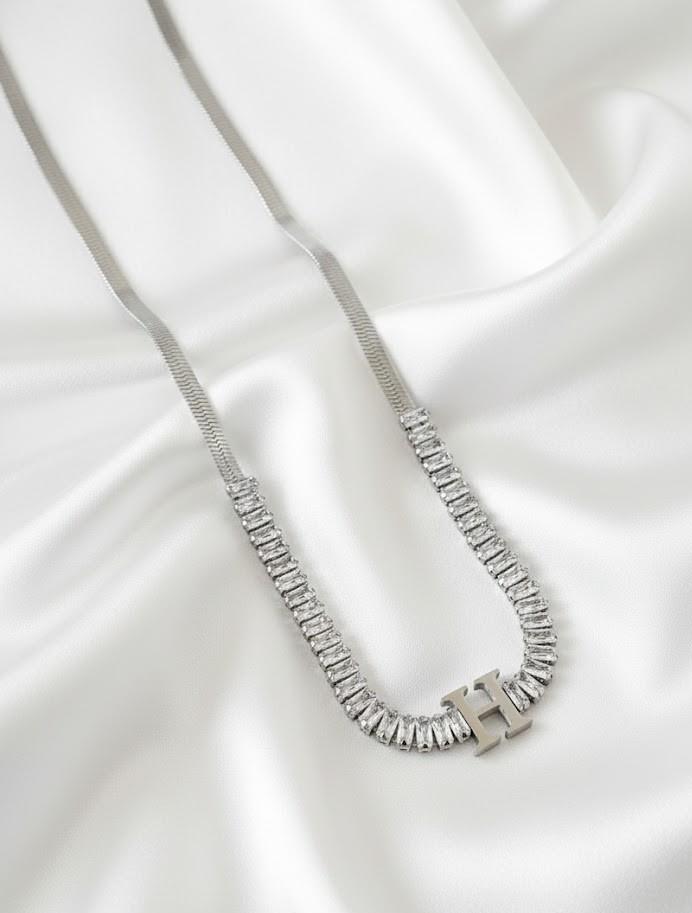 Baget Suyolu İtalyan Silver Harf Kolye