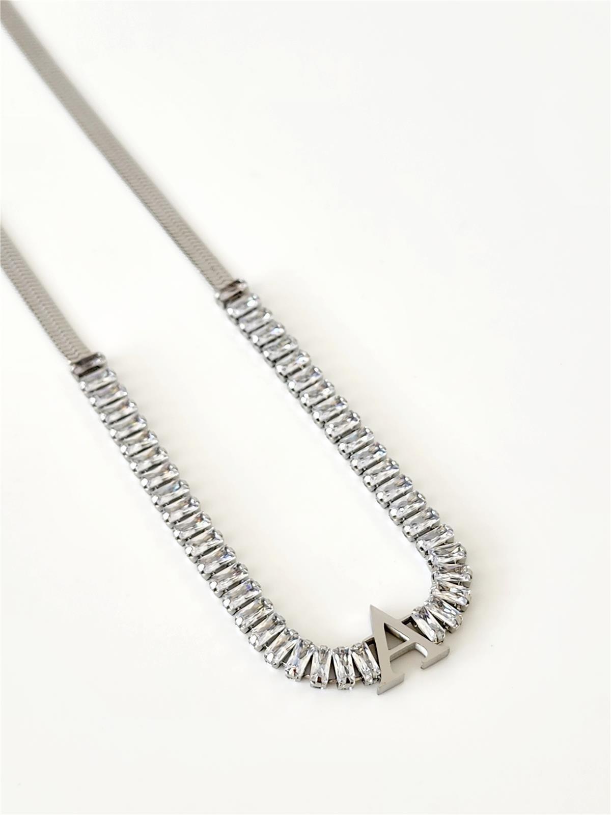 Baget Suyolu İtalyan Silver Harf Kolye