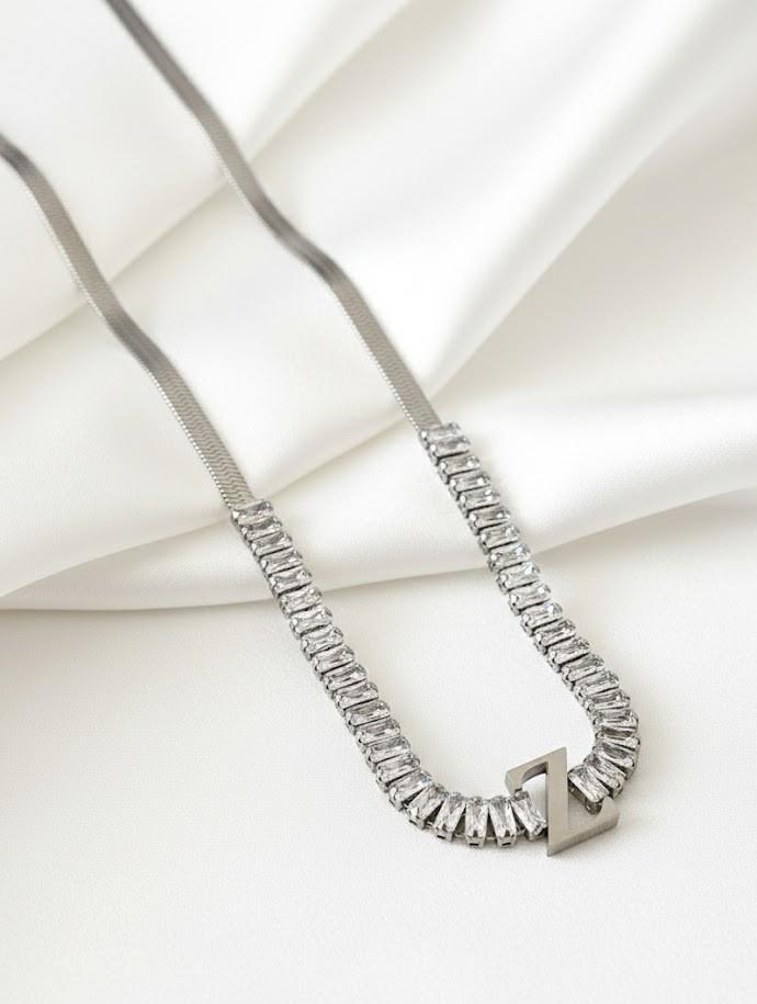 Baget Suyolu İtalyan Silver Harf Kolye