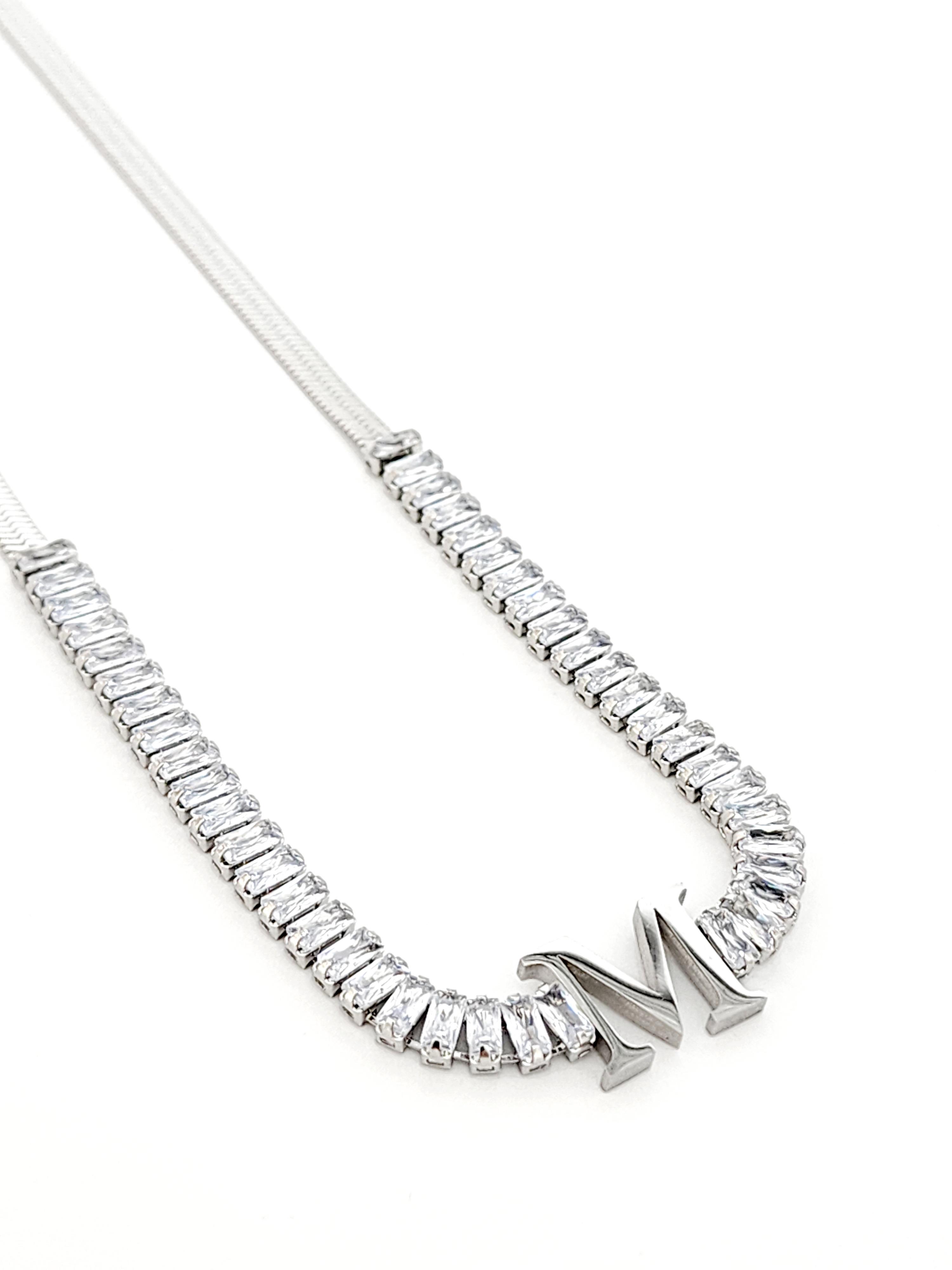 Baget Suyolu İtalyan Silver Harf Kolye