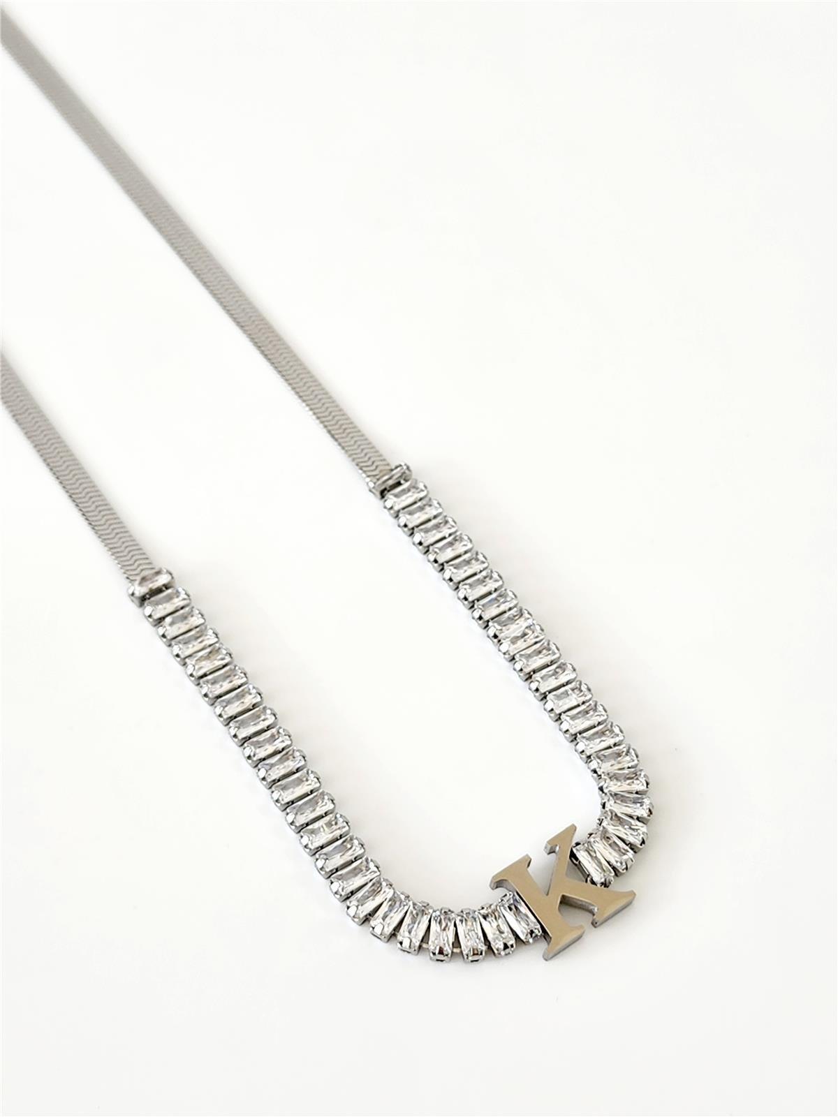 Baget Suyolu İtalyan Silver Harf Kolye