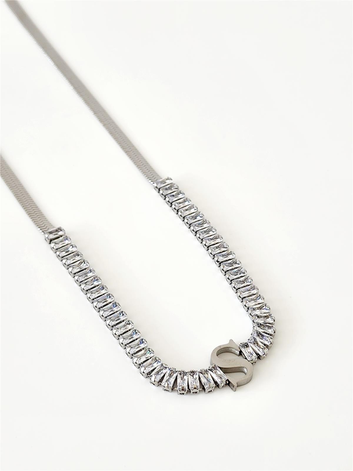 Baget Suyolu İtalyan Silver Harf Kolye