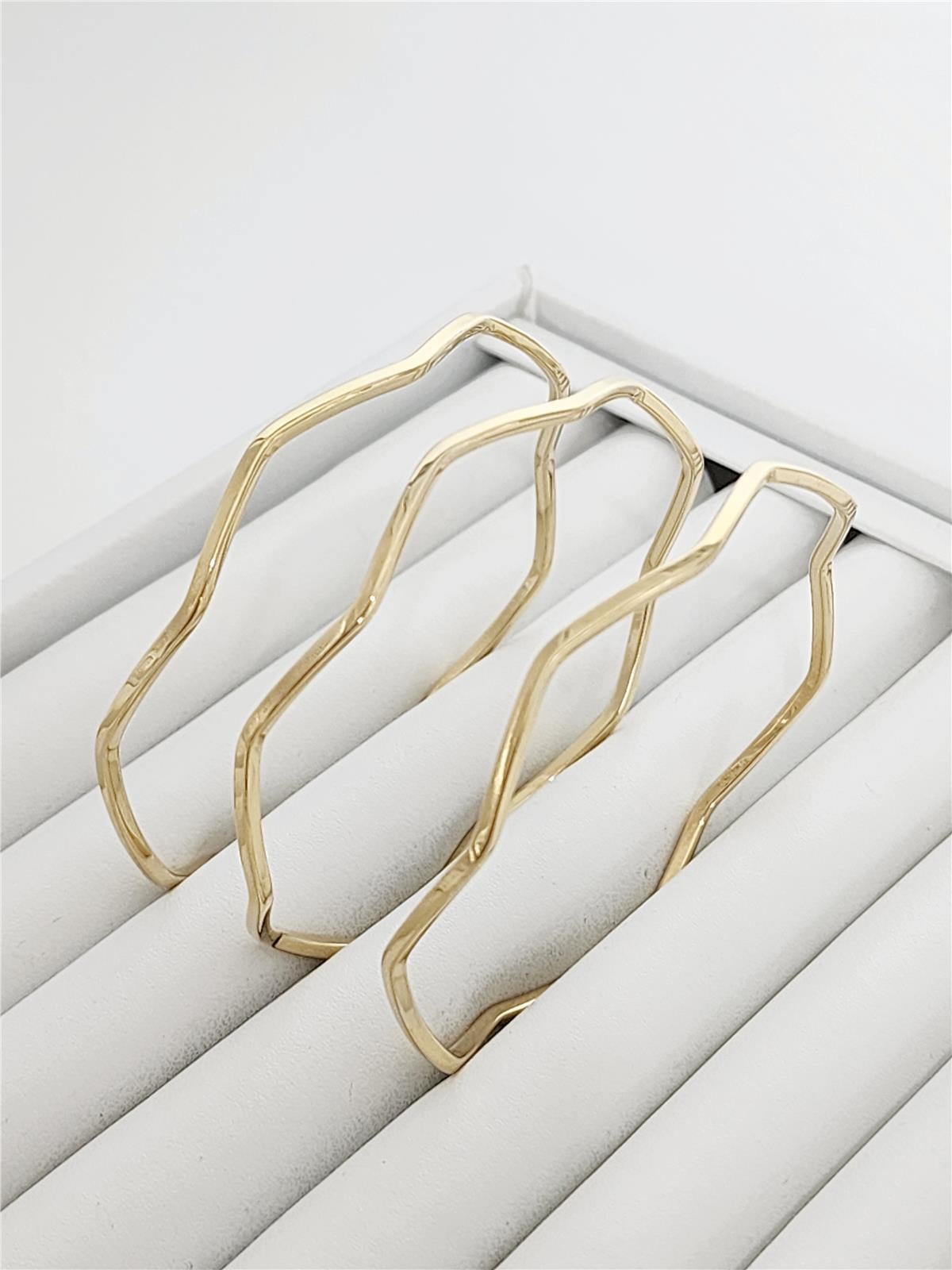 Dalgalı Ajda 3lü Gold Bilezik