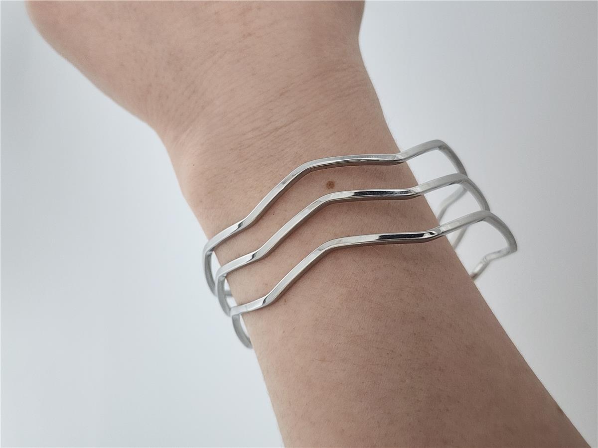 Dalgalı Ajda 3lü Silver Bilezik