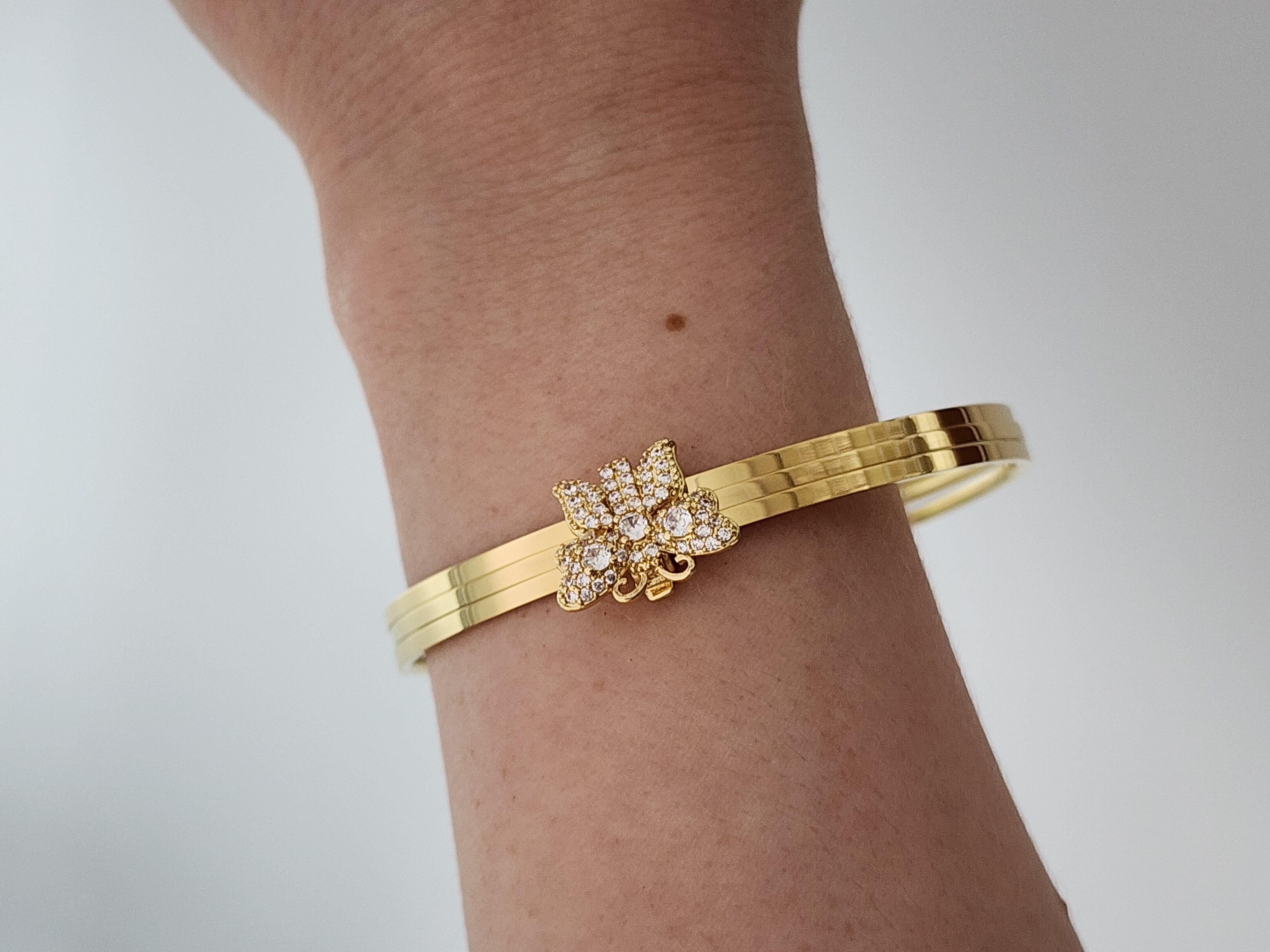 Kelebek Charmlı Ajda Gold Bilezik 6,5 cm