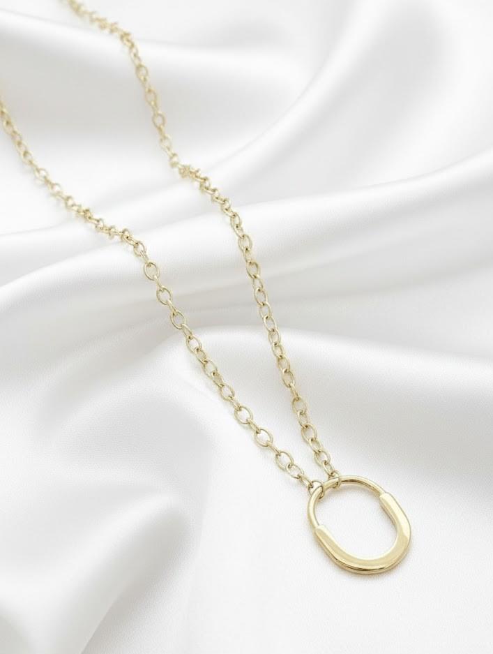 Kilit Detaylı Gold Kolye 45 cm