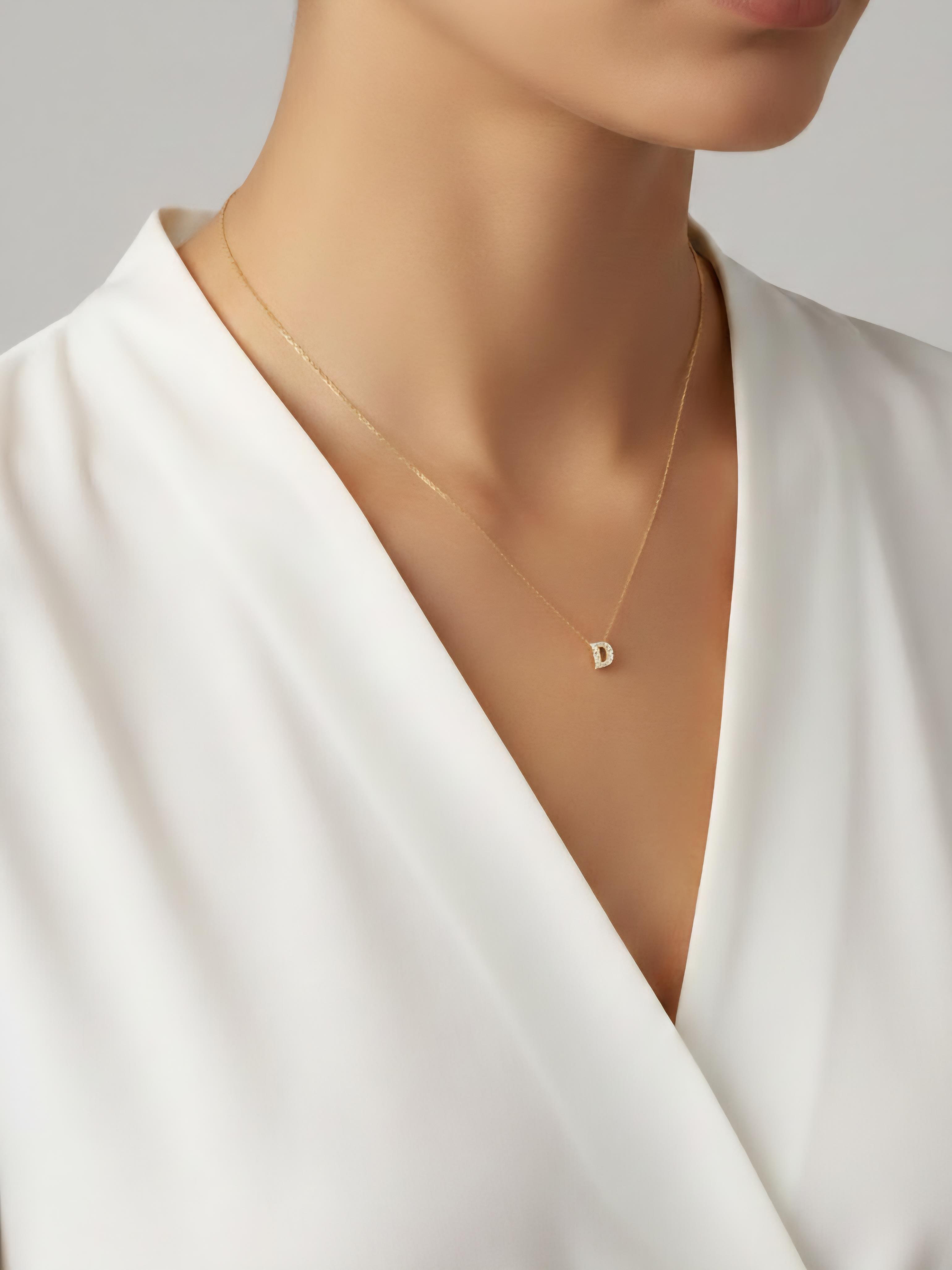 Minimal Zirkon Taşlı Gold Harf Kolye