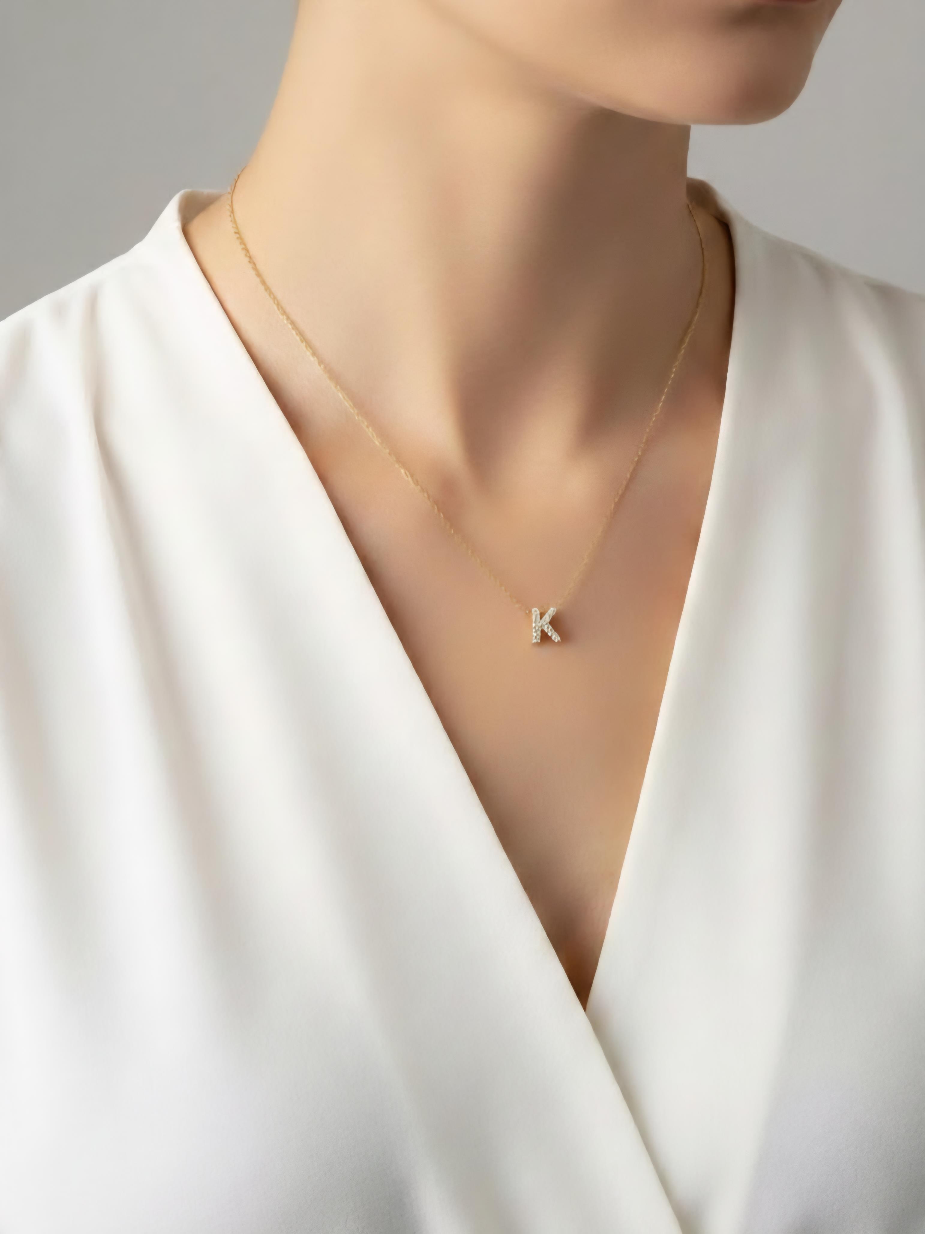 Minimal Zirkon Taşlı Gold Harf Kolye