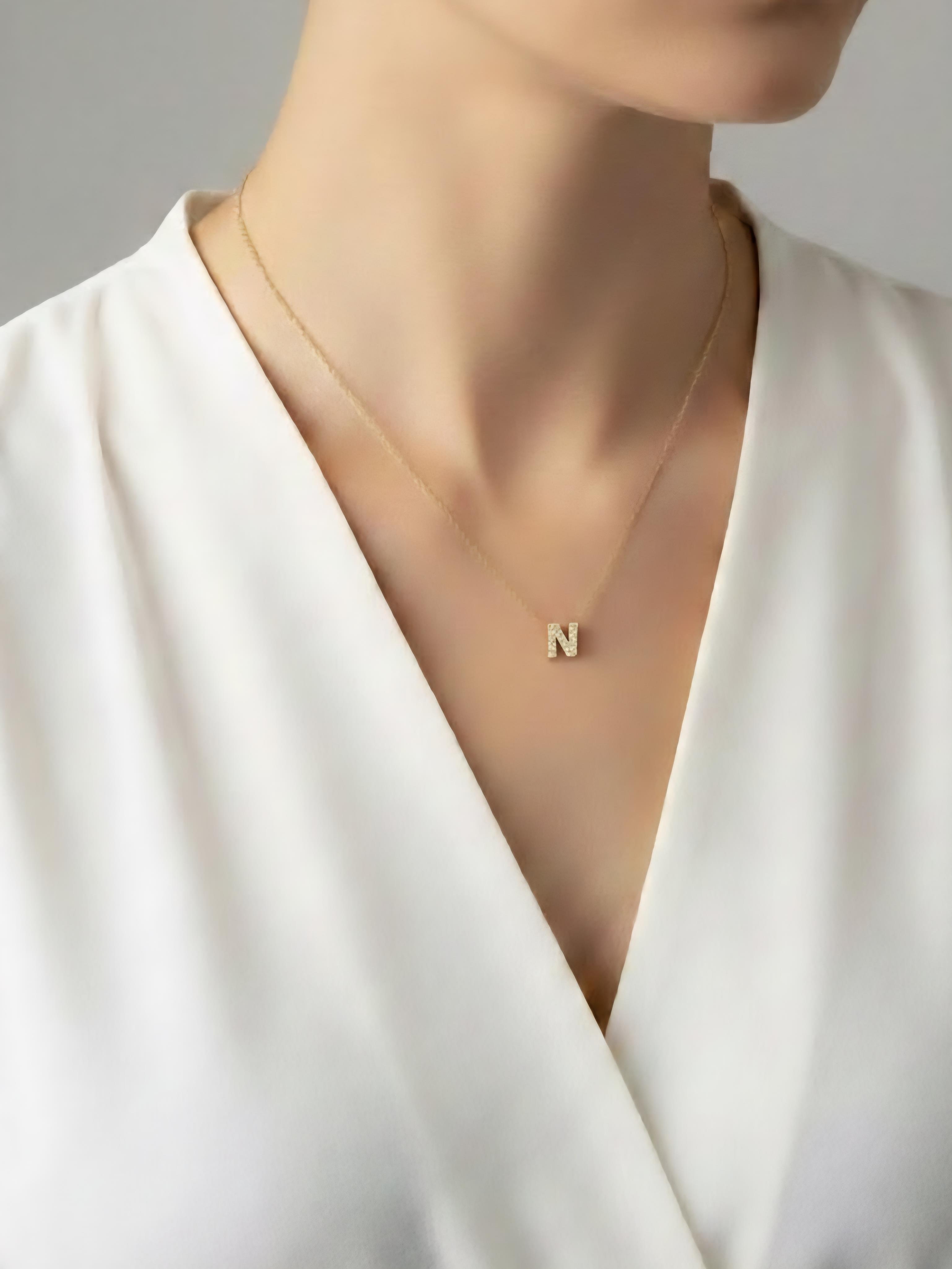 Minimal Zirkon Taşlı Gold Harf Kolye