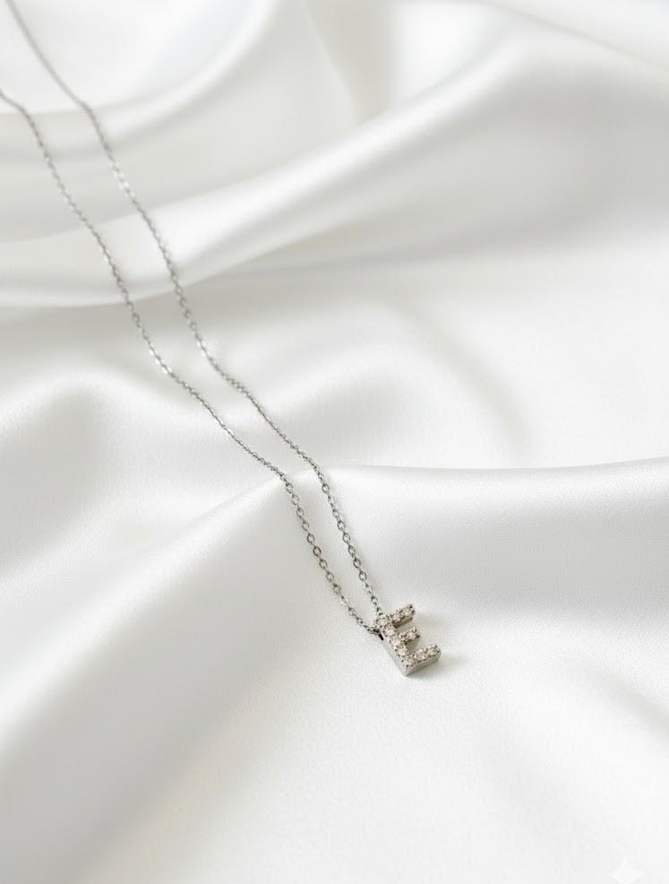 Minimal Zirkon Taşlı Silver Harf Kolye