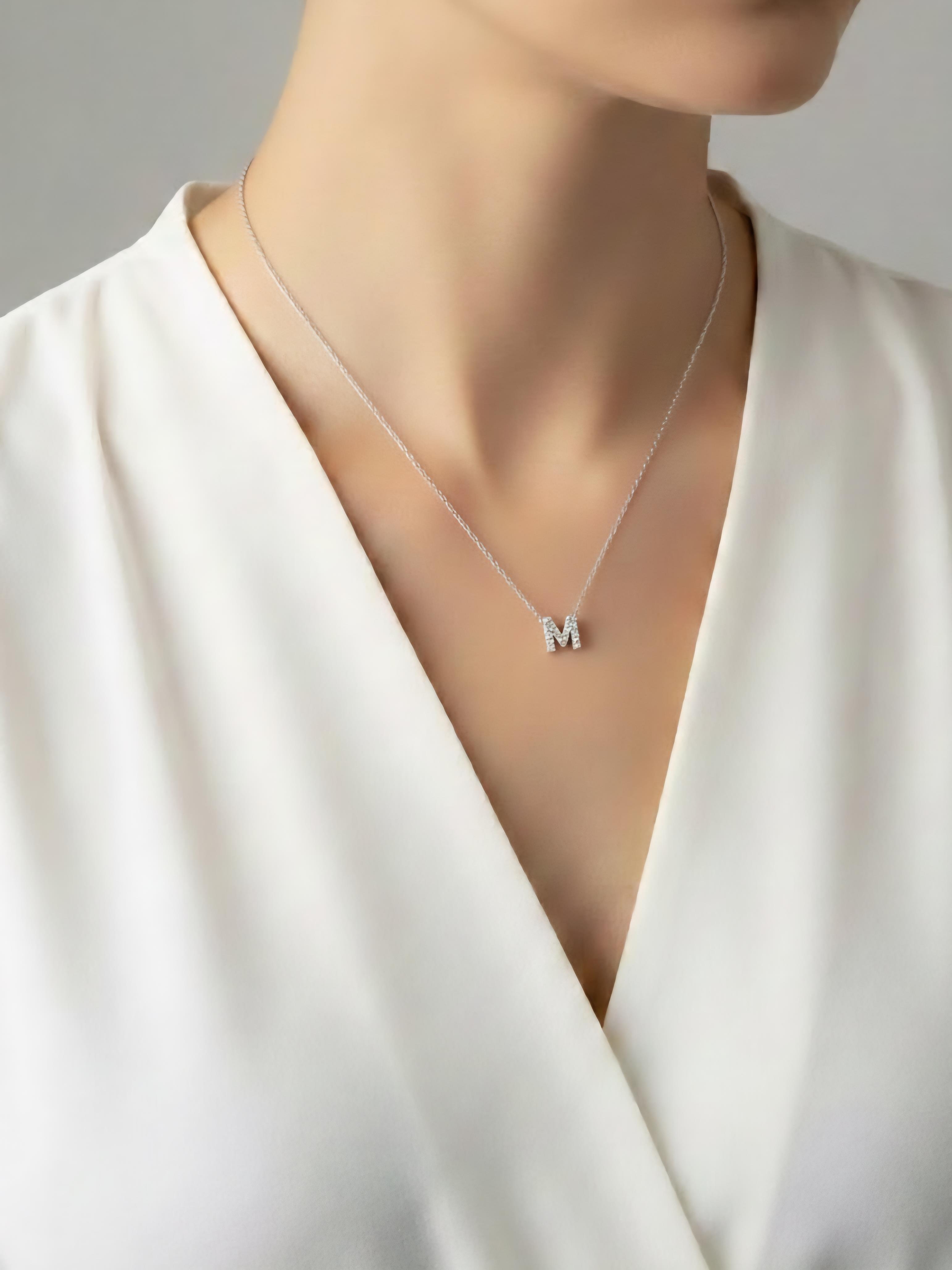 Minimal Zirkon Taşlı Silver Harf Kolye