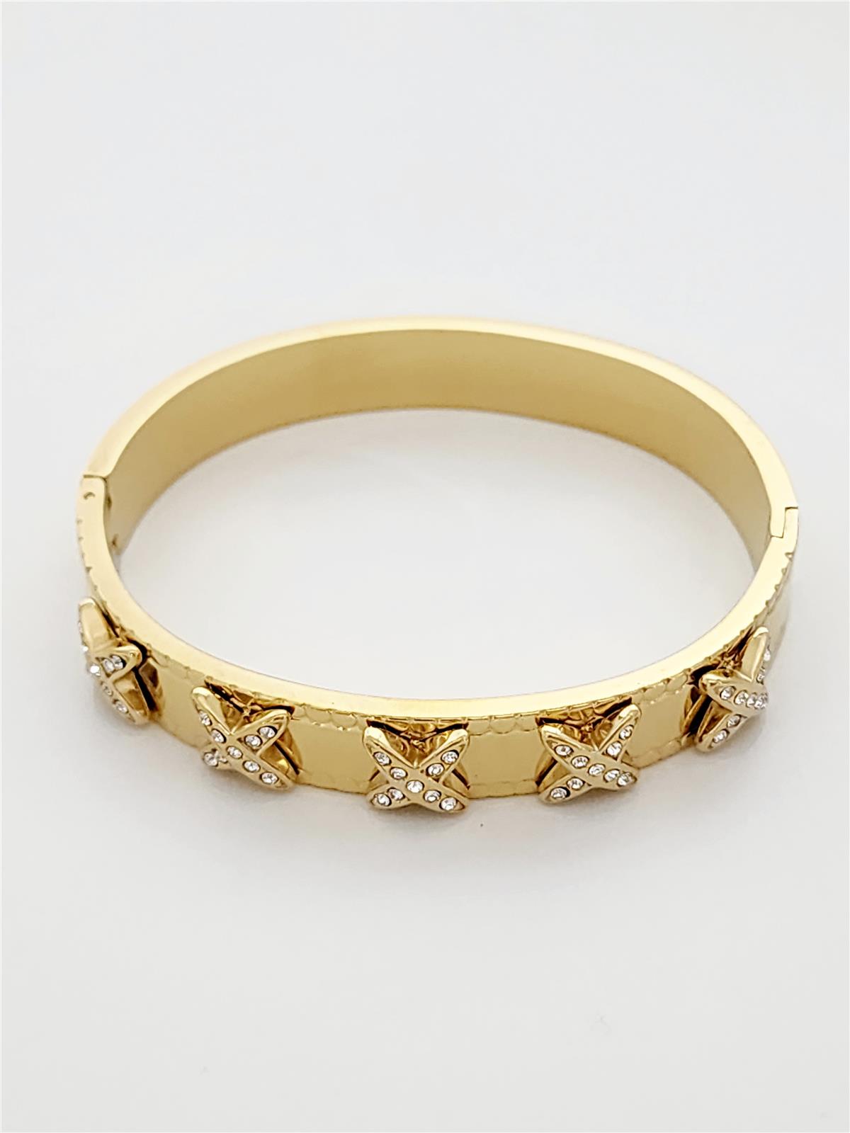 X Model Zirkon Gold Kelepçe Bileklik