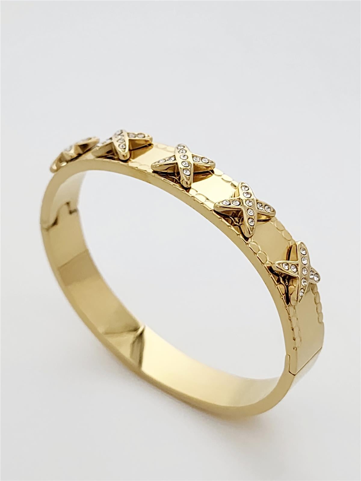 X Model Zirkon Gold Kelepçe Bileklik