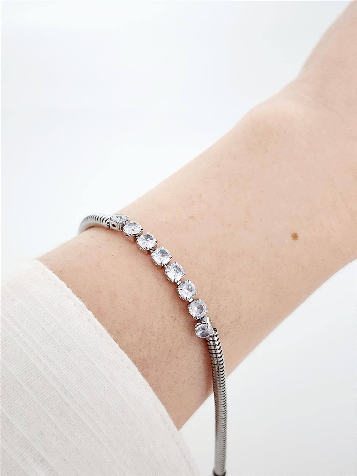 Zirkon Sıra Taşlı Silver Bileklik