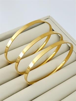 Ajda 3lü Gold Geniş Bilezik