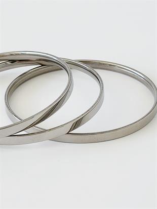 Ajda 3lü Silver Geniş Bilezik