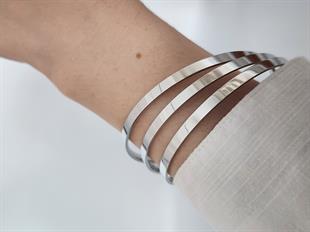 Ajda 3lü Silver Geniş Bilezik