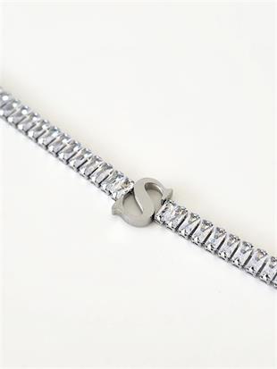 Baget Suyolu İtalyan Silver Harf Bileklik