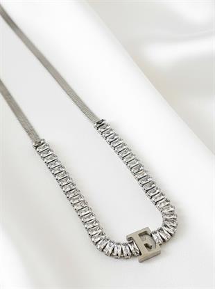 Baget Suyolu İtalyan Silver Harf Kolye