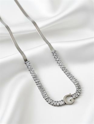Baget Suyolu İtalyan Silver Harf Kolye