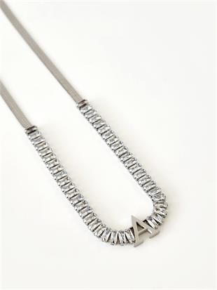 Baget Suyolu İtalyan Silver Harf Kolye