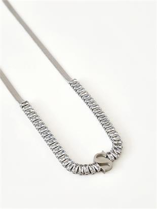 Baget Suyolu İtalyan Silver Harf Kolye