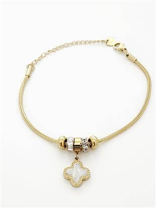 Beyaz Yonca Charm Bileklik