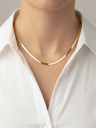 Çelik Gold İtalyan Ezme Zincir 45 cm