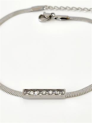 Çelik Silver Baget Taşlı İtalyan Halhal