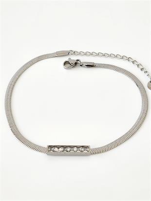 Çelik Silver Baget Taşlı İtalyan Halhal