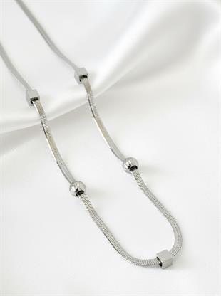 Çelik Silver Doricalı Küplü İnce İtalyan Zincir Kolye 45 cm