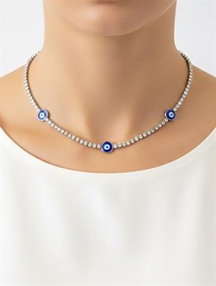 Çelik Silver Nazarlıklı Suyolu Kolye