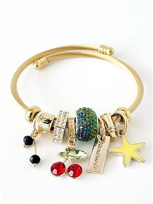Cherry Gold Charm Kelepçe Bileklik