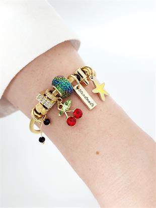 Cherry Gold Charm Kelepçe Bileklik