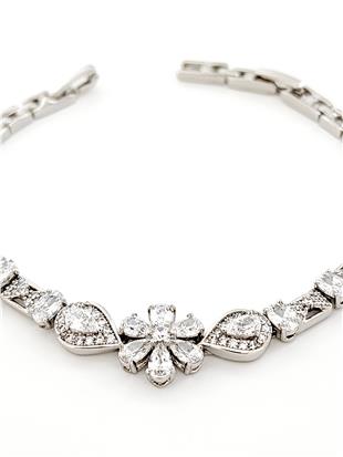 Çiçek Desen Taşlı Silver Xuping VIP Premium Bileklik